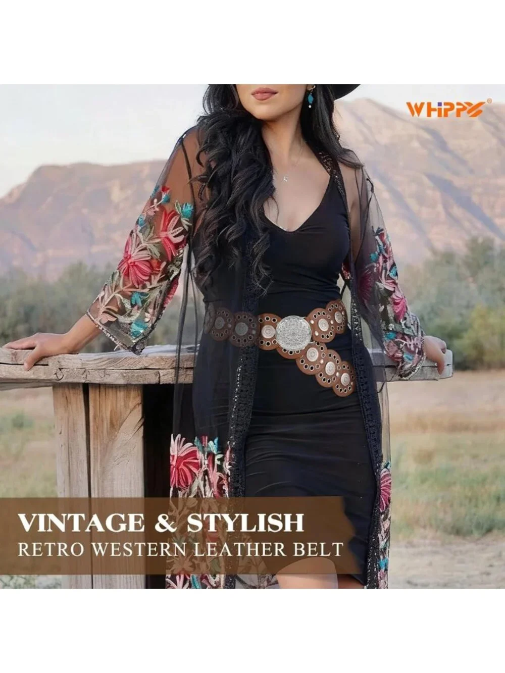 Vintage Western Concho Leather Belt for Women | Boho Waist Belt for Dress